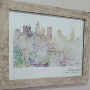 Colorful Atlanta Skyline Map Art Print - 11x14